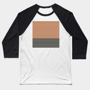 Burnt Orange and Black Colorblock Thin Stripes Baseball T-Shirt